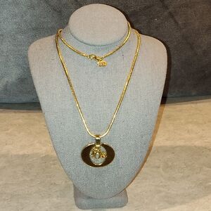 Christian Dior Gold Circle Logo Necklace